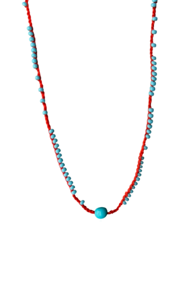 Collana con corallini e turchese centrale